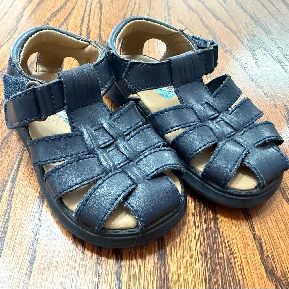 Scott David Navy Blue Leather Fisherman Sailor Sandals Baby Boy 5